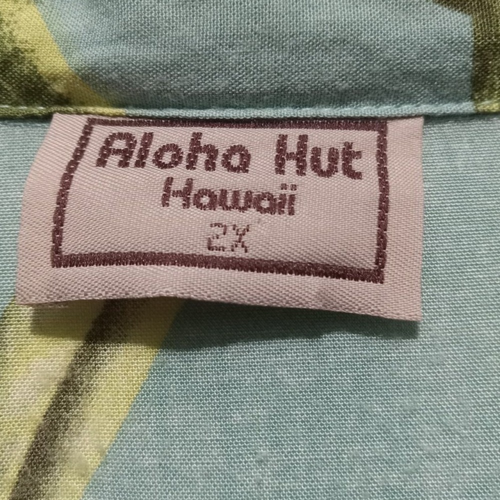 Aloha Hut Hawaii Womens 2X Tropical Floral Rayon Sleeveless Camp Shirt Green - Picture 4 of 6